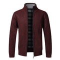 Top Quality Autumn Winter New Men&#39;s Jacket Slim Fit Stand Collar Zipper Jacket Men Solid Cotton Thick Warm Sweater - kaliphe