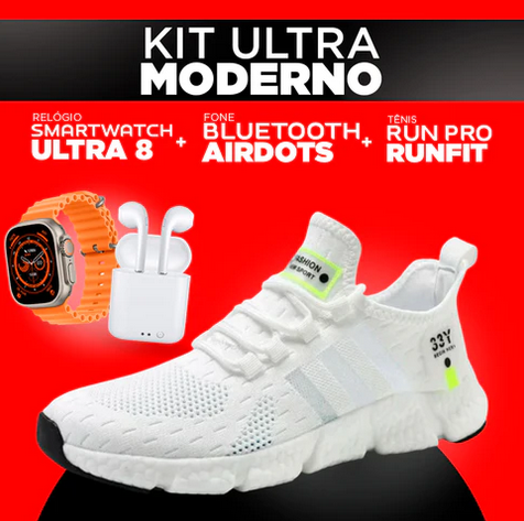 Kit IWO ULTRA Series 8 + Tenis Sneaker Pro + Fone Bluetooth Airdots