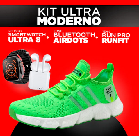 Kit IWO ULTRA Series 8 + Tenis Sneaker Pro + Fone Bluetooth Airdots